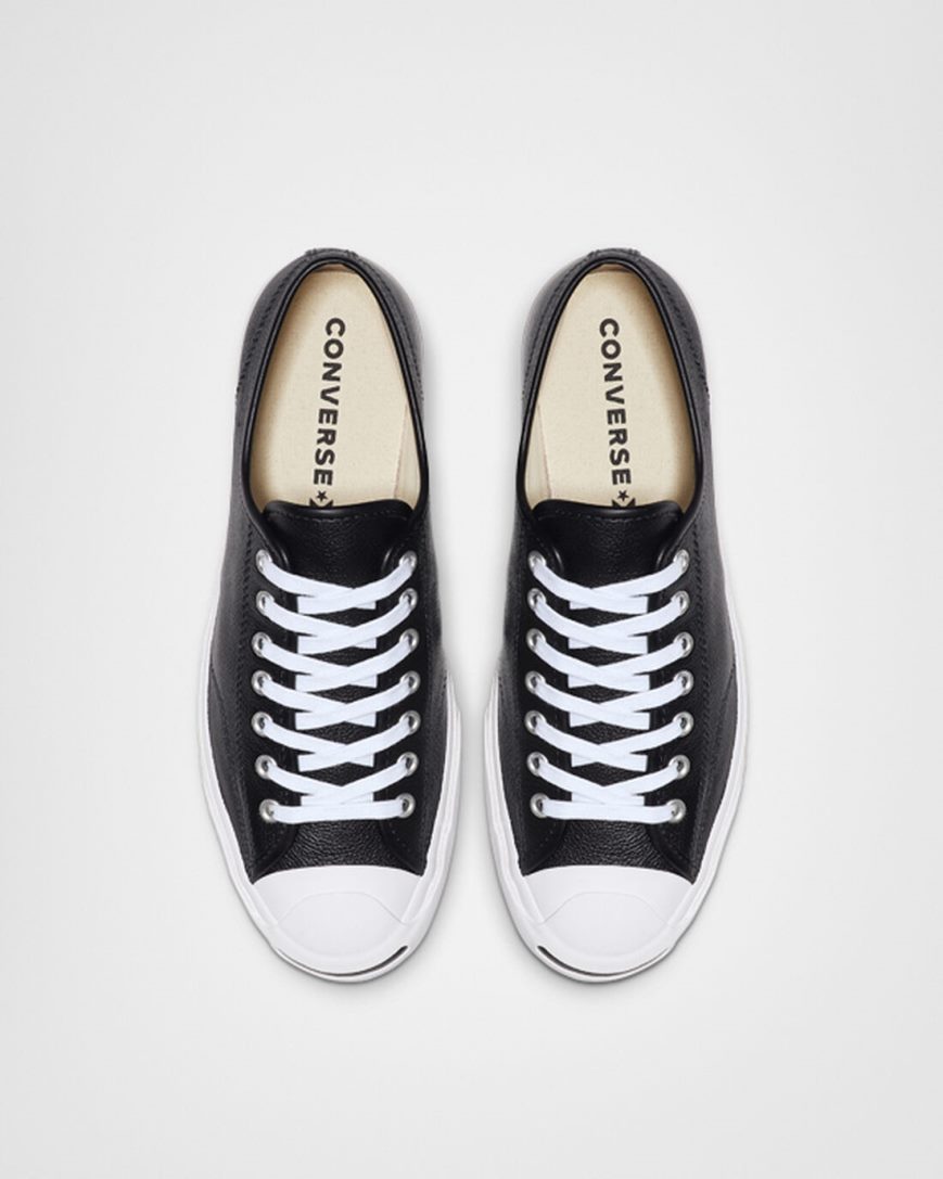 Women's Converse Jack Purcell Leather Low Top Shoes Black / White | AU 43196S